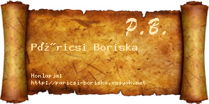 Páricsi Boriska névjegykártya