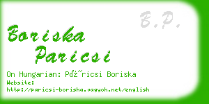 boriska paricsi business card
